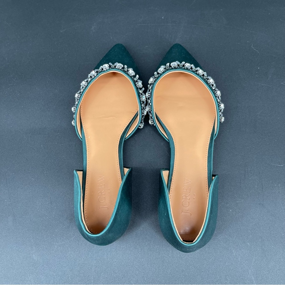 New ~ J. Crew Factory Satin jeweled Zoe d'Orsay flats Size 7 - Picture 7 of 9